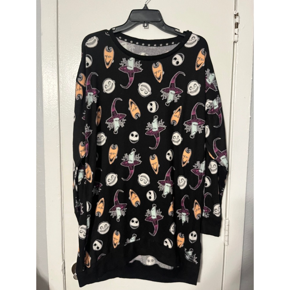 Disney Nightmare Before Christmas JackSkellington Sleep Shirt Womens Large Black